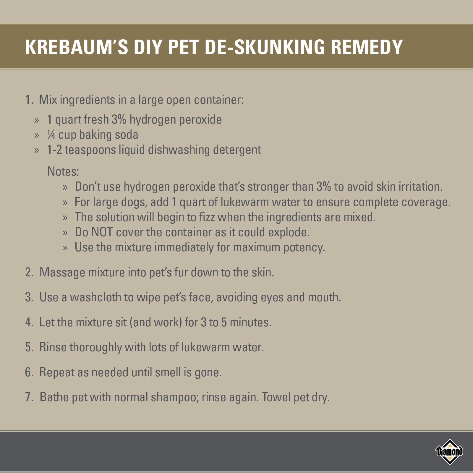 Krebaum’s DIY Pet De-Skunking Remedy | Diamond Pet Foods