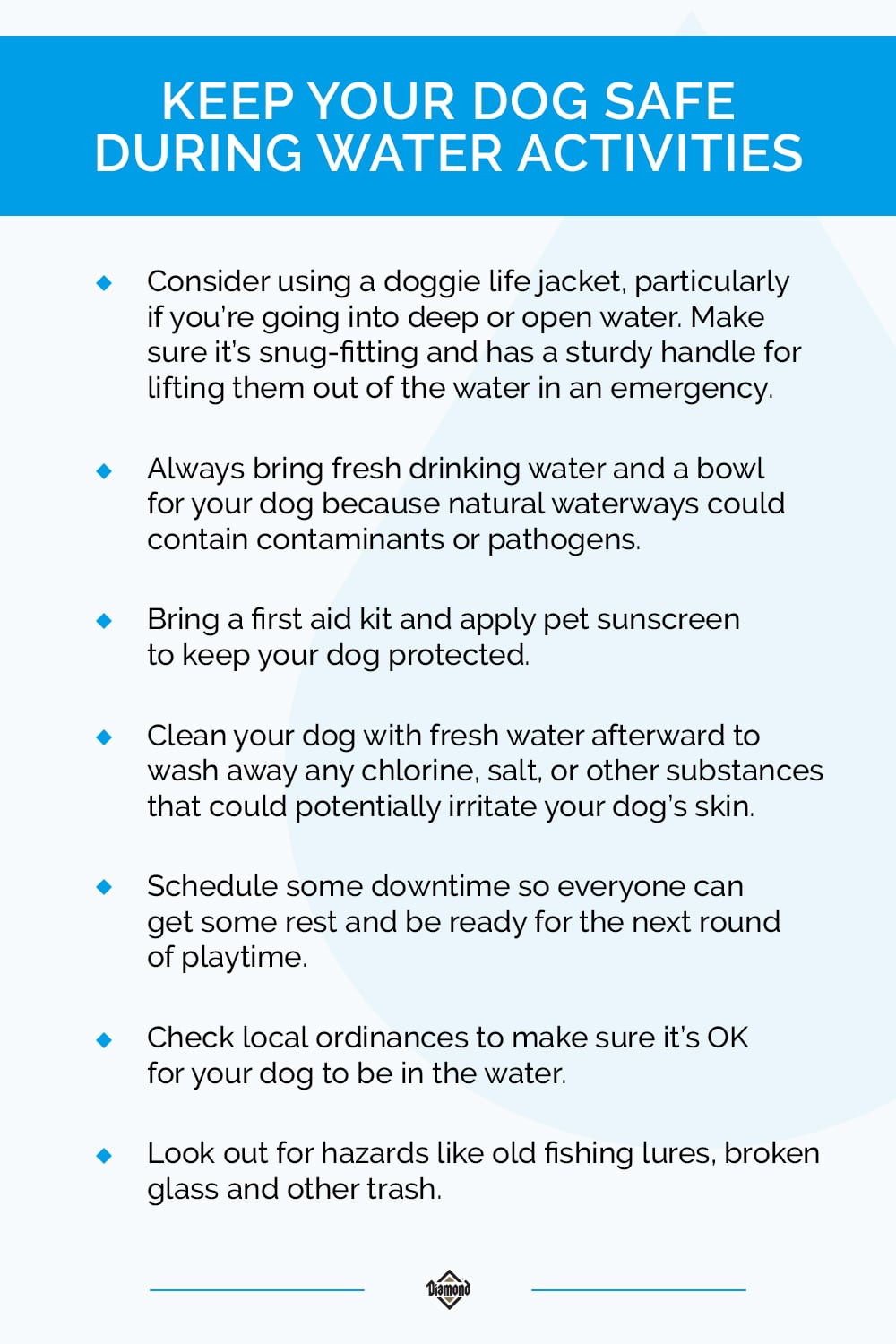 Keep Your Dog Safe During Water Activities Infographic | Diamond Pet Foods